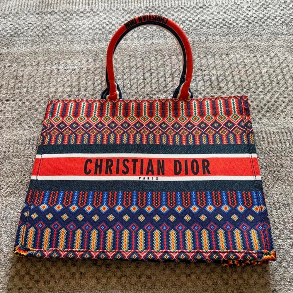 Christian Dior Paris tote bag luxury iconic Japan geometric pattern bold